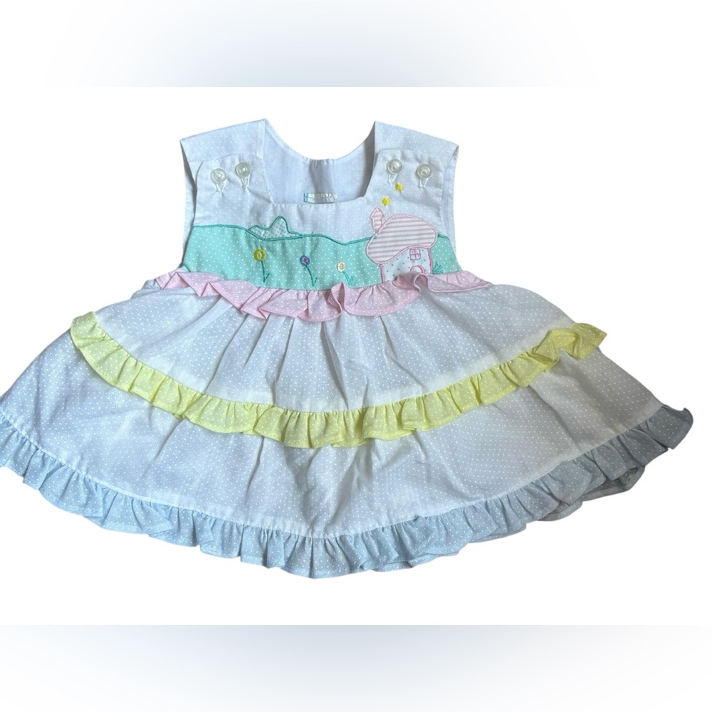 vintage pastel Spring Summer dress 0/3m